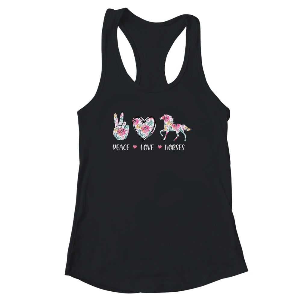 Peace Love Horses Cute Horse Lover Women Teen Girls Shirt & Tank Top | siriusteestore