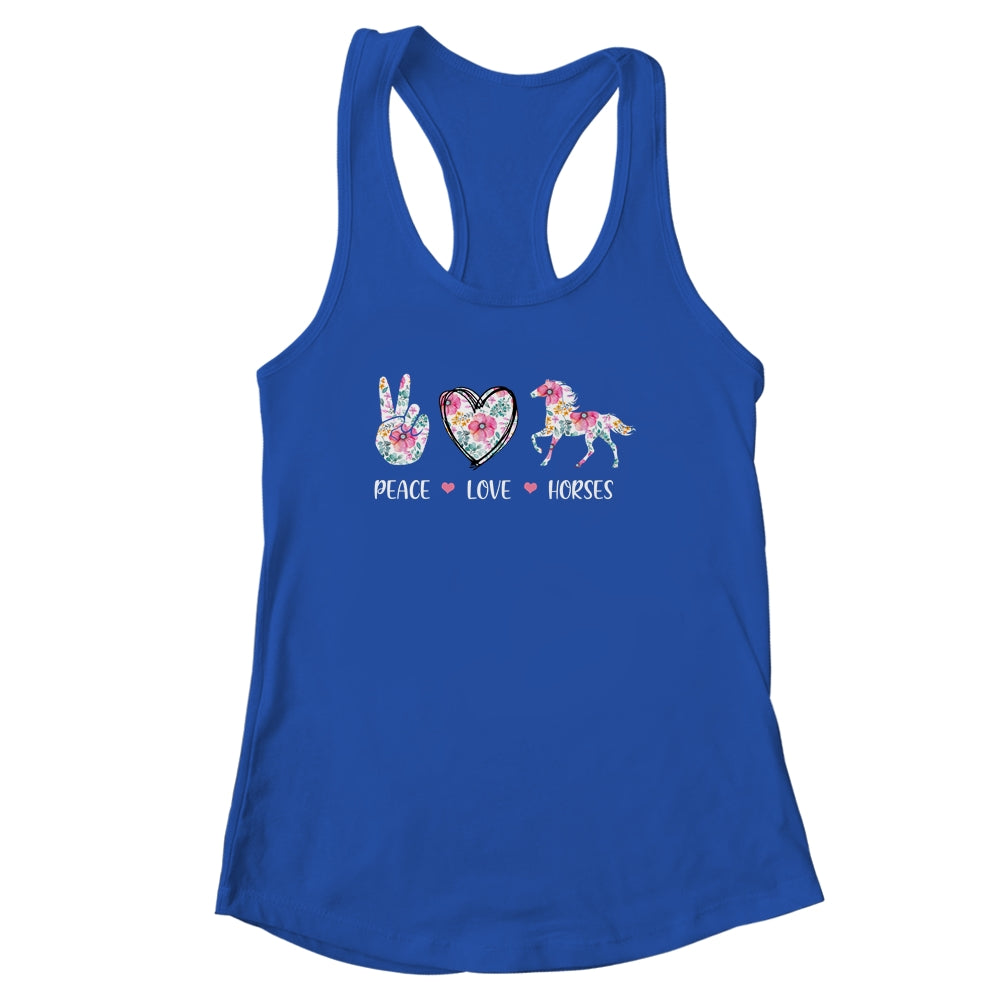 Peace Love Horses Cute Horse Lover Women Teen Girls Shirt & Tank Top | siriusteestore