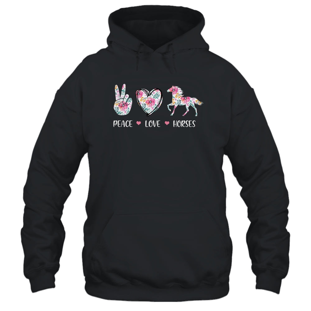 Peace Love Horses Cute Horse Lover Women Teen Girls Shirt & Tank Top | siriusteestore