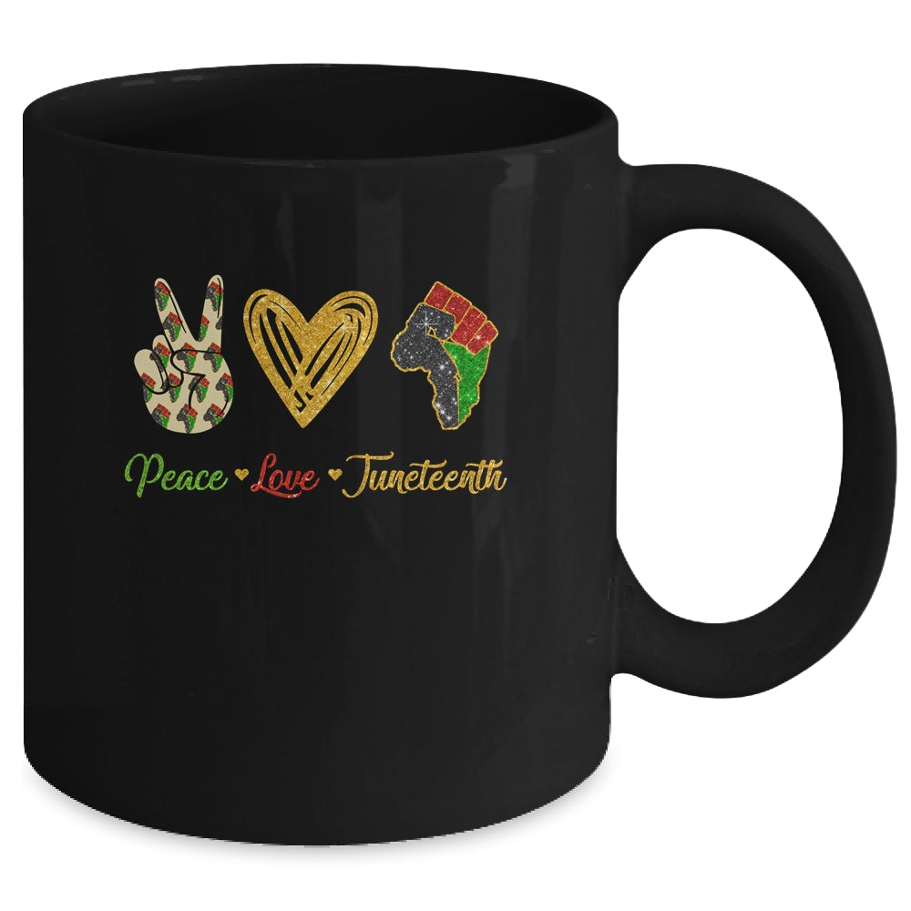 Peace Love Juneteenth Black Pride Freedom Independence Day Mug | siriusteestore