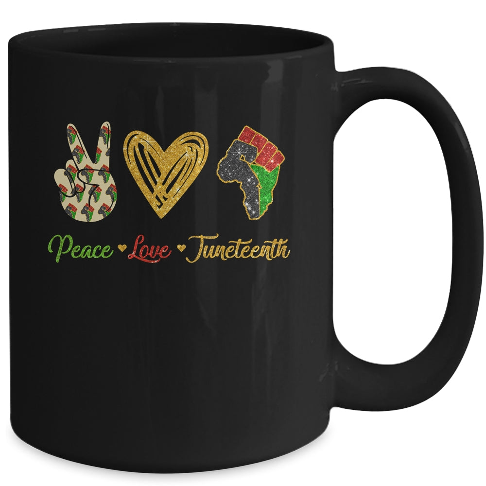 Peace Love Juneteenth Black Pride Freedom Independence Day Mug | siriusteestore