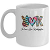 Peace Love Kindergarten Teacher Team Women Tie Dye Mug | siriusteestore