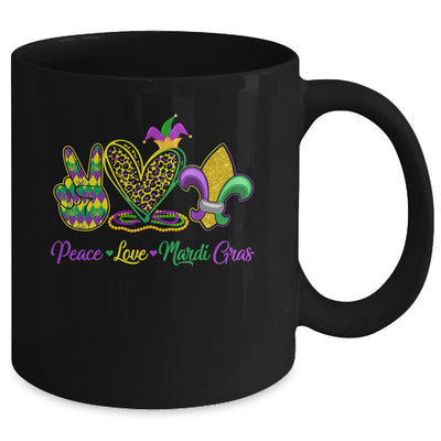 Peace Love Mardi Gras Beads For Women Carnival Parade Mug | siriusteestore