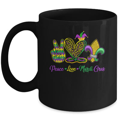 Peace Love Mardi Gras Beads For Women Carnival Parade Mug | siriusteestore