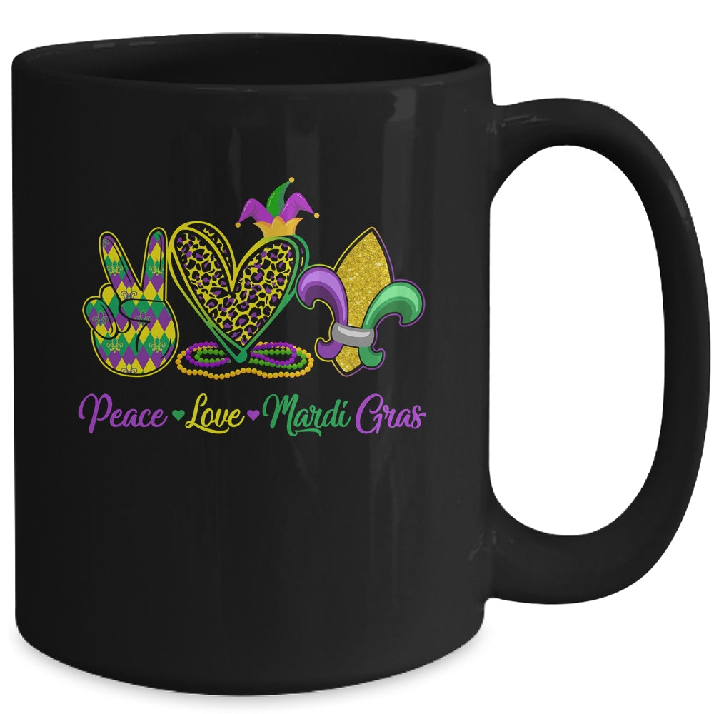 Peace Love Mardi Gras Beads For Women Carnival Parade Mug | siriusteestore