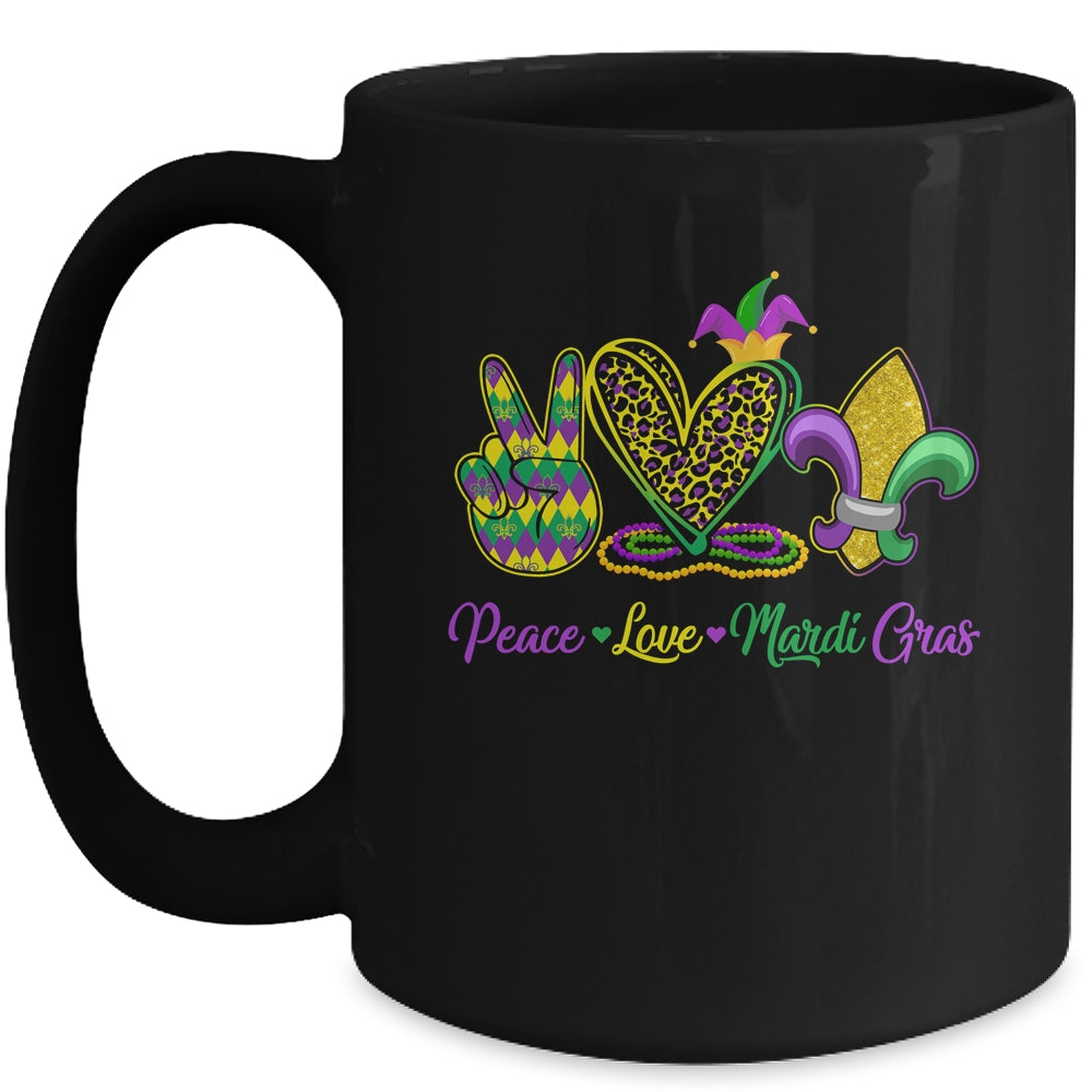 Peace Love Mardi Gras Beads For Women Carnival Parade Mug | siriusteestore