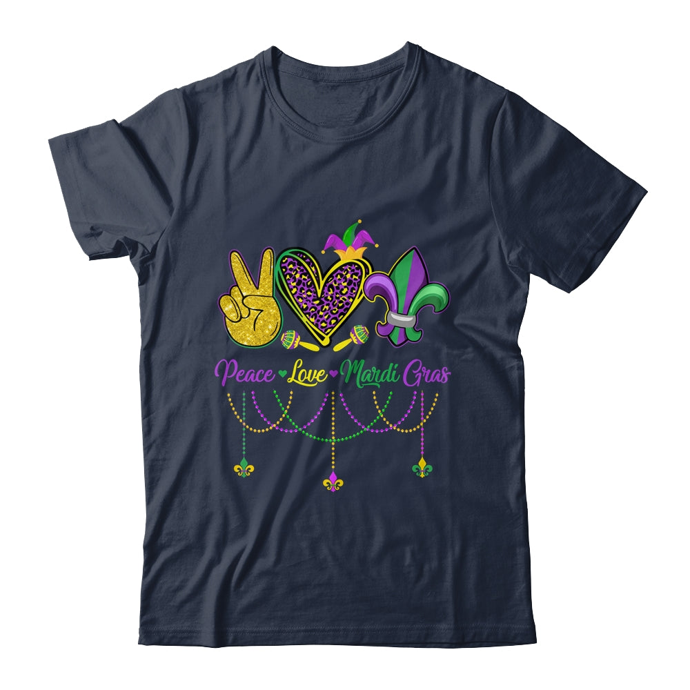 Peace Love Mardi Gras Leopard Heart Mardi Gras Festival Shirt & Tank Top | siriusteestore