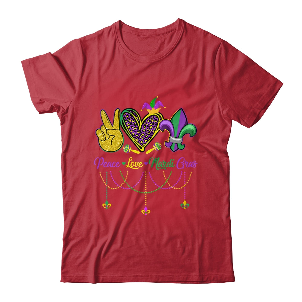 Peace Love Mardi Gras Leopard Heart Mardi Gras Festival Shirt & Tank Top | siriusteestore