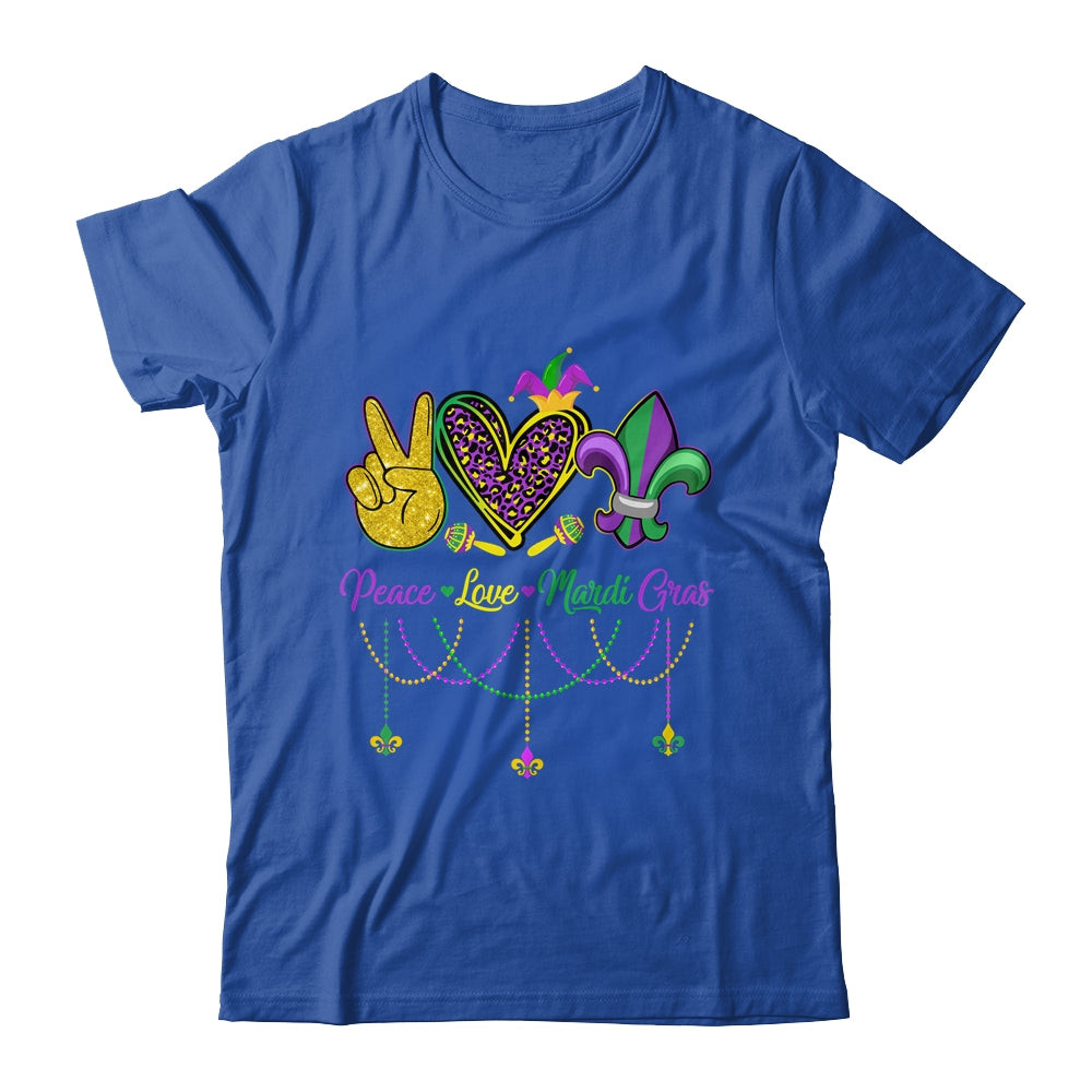 Peace Love Mardi Gras Leopard Heart Mardi Gras Festival Shirt & Tank Top | siriusteestore