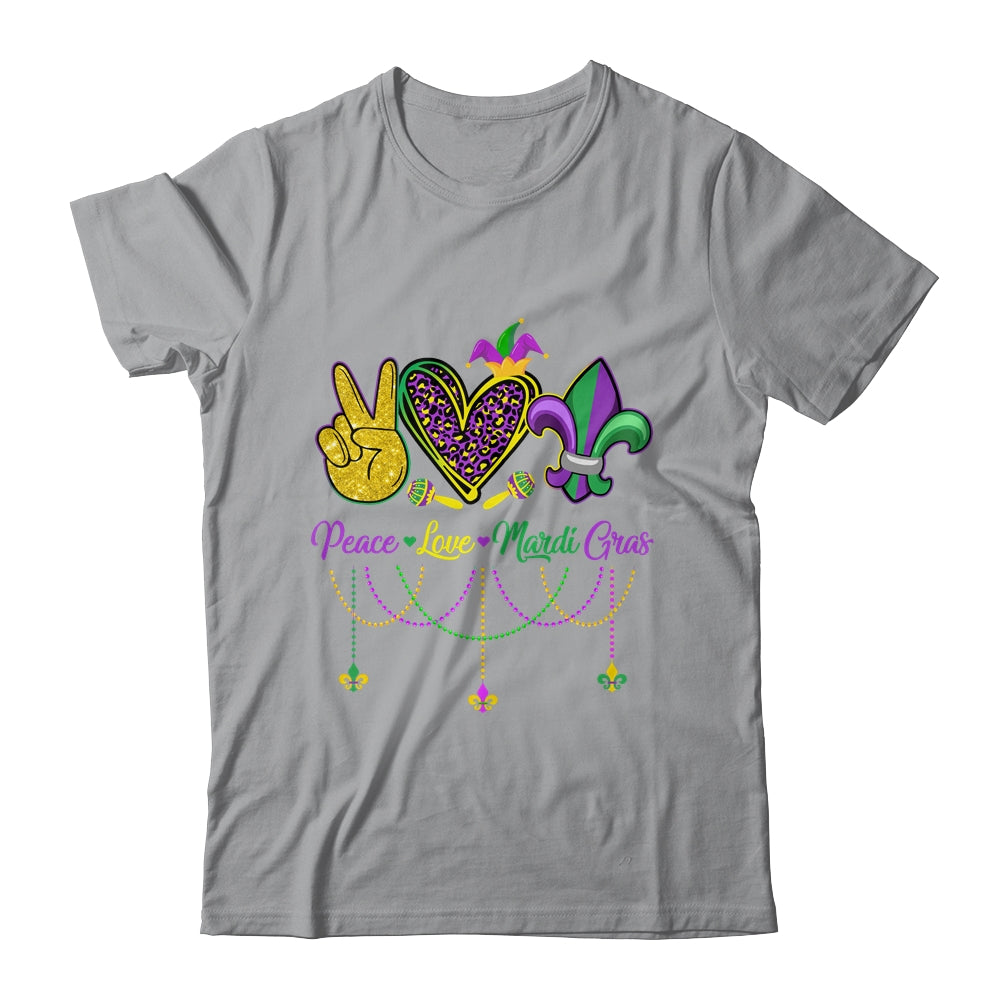 Peace Love Mardi Gras Leopard Heart Mardi Gras Festival Shirt & Tank Top | siriusteestore