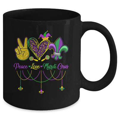 Peace Love Mardi Gras Leopard Heart Mardi Gras Festival Mug | siriusteestore
