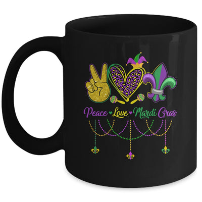 Peace Love Mardi Gras Leopard Heart Mardi Gras Festival Mug | siriusteestore