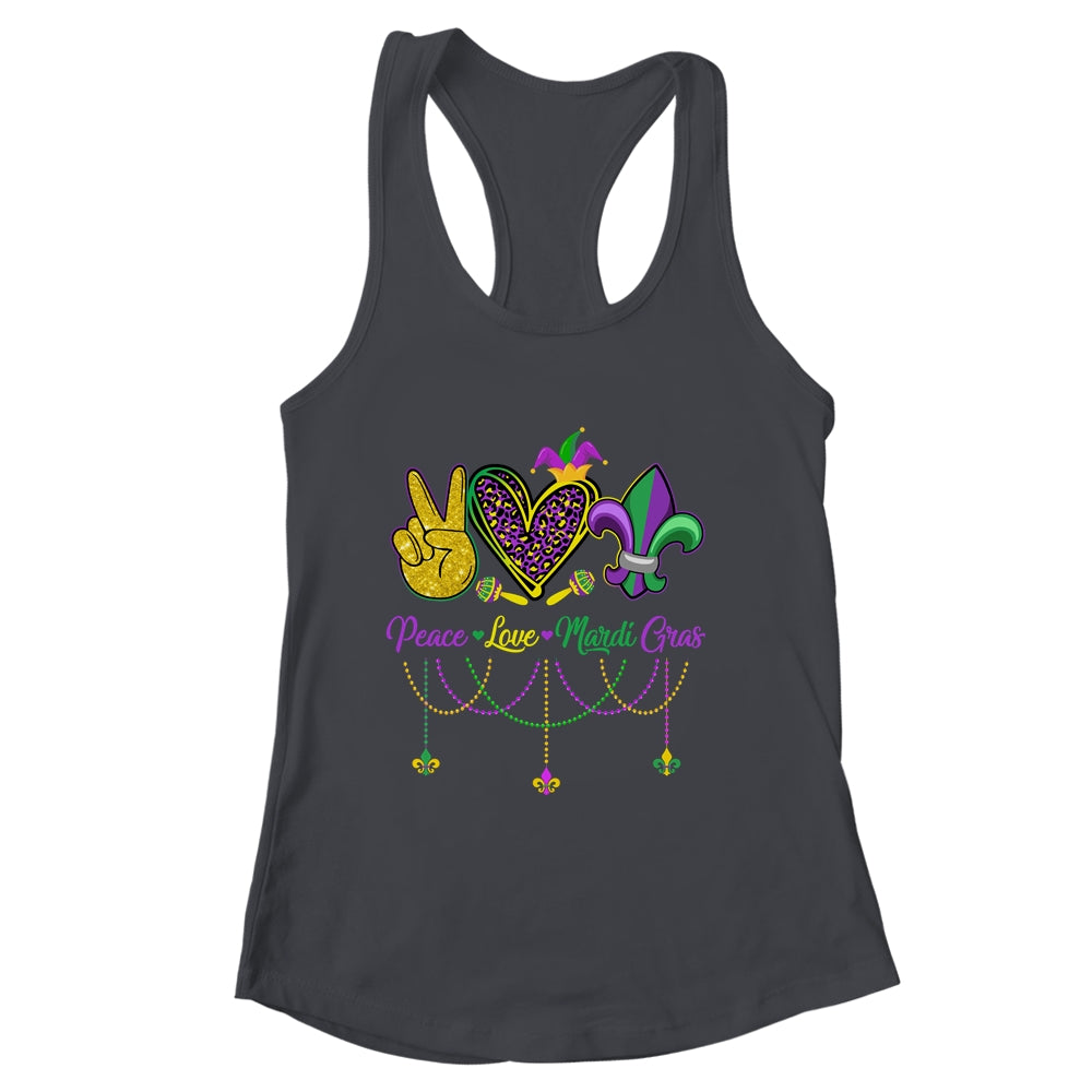 Peace Love Mardi Gras Leopard Heart Mardi Gras Festival Shirt & Tank Top | siriusteestore