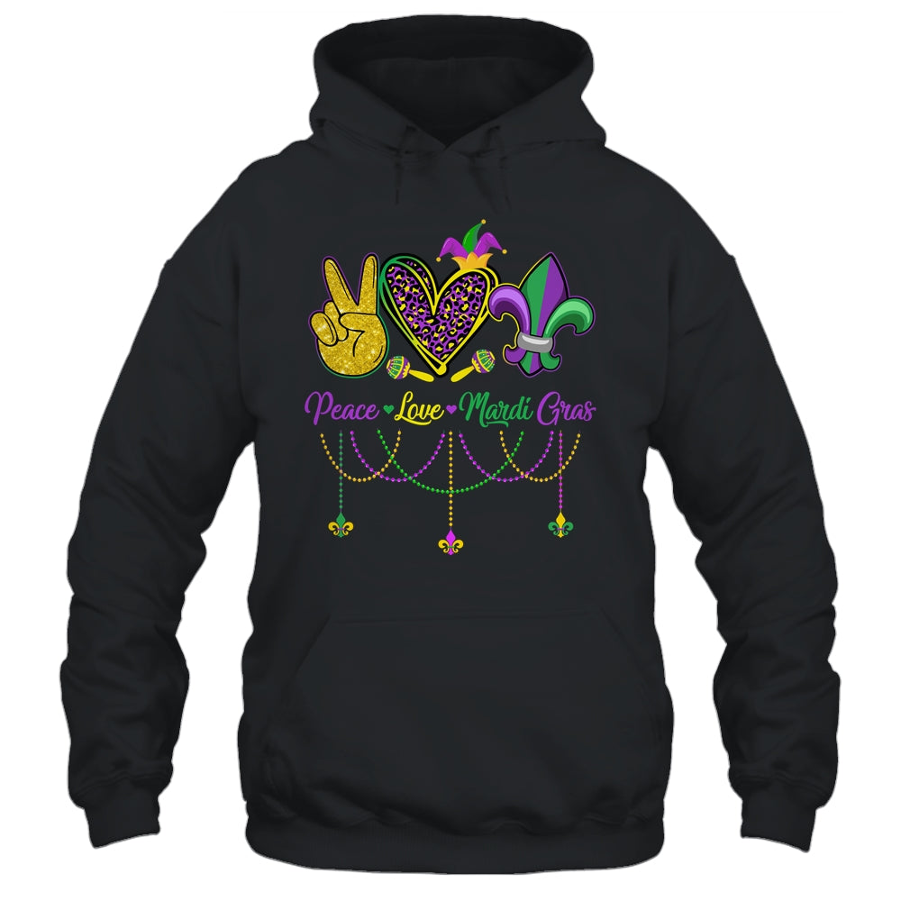 Peace Love Mardi Gras Leopard Heart Mardi Gras Festival Shirt & Tank Top | siriusteestore