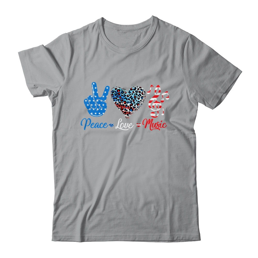 Peace Love Music US Flag 4th Of July Music Teacher Patriotic Shirt & Tank Top | siriusteestore