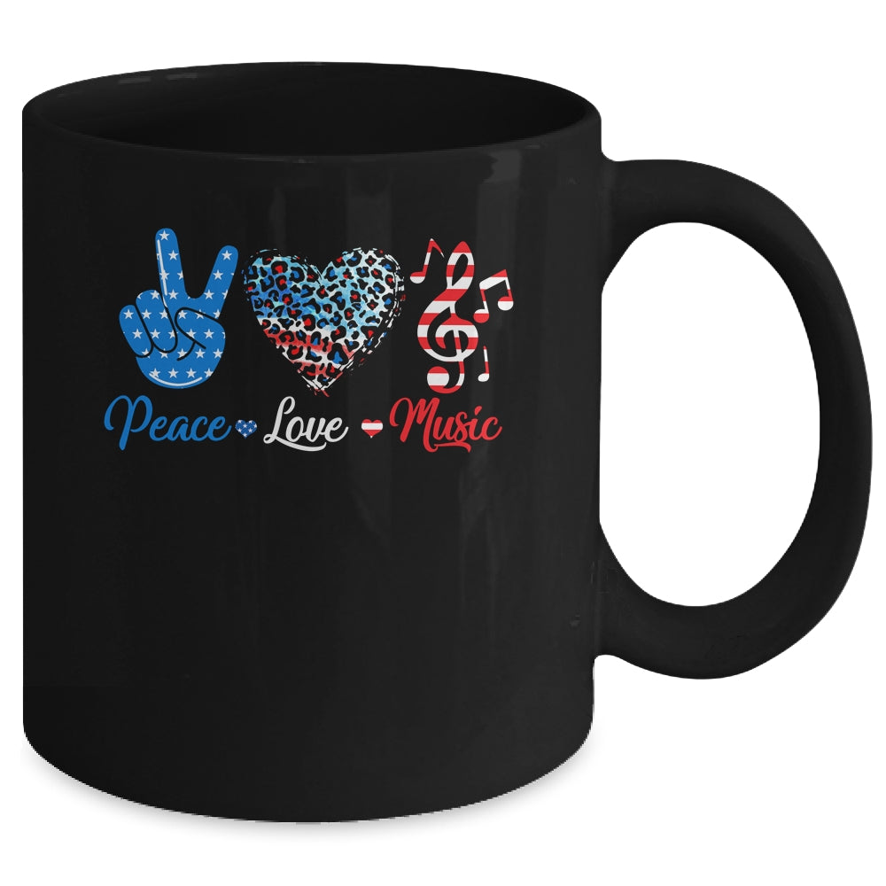 Peace Love Music US Flag 4th Of July Music Teacher Patriotic Mug | siriusteestore