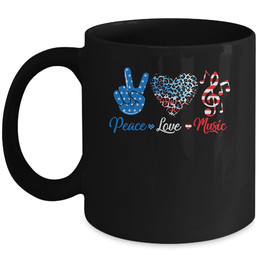 Peace Love Music US Flag 4th Of July Music Teacher Patriotic Mug | siriusteestore