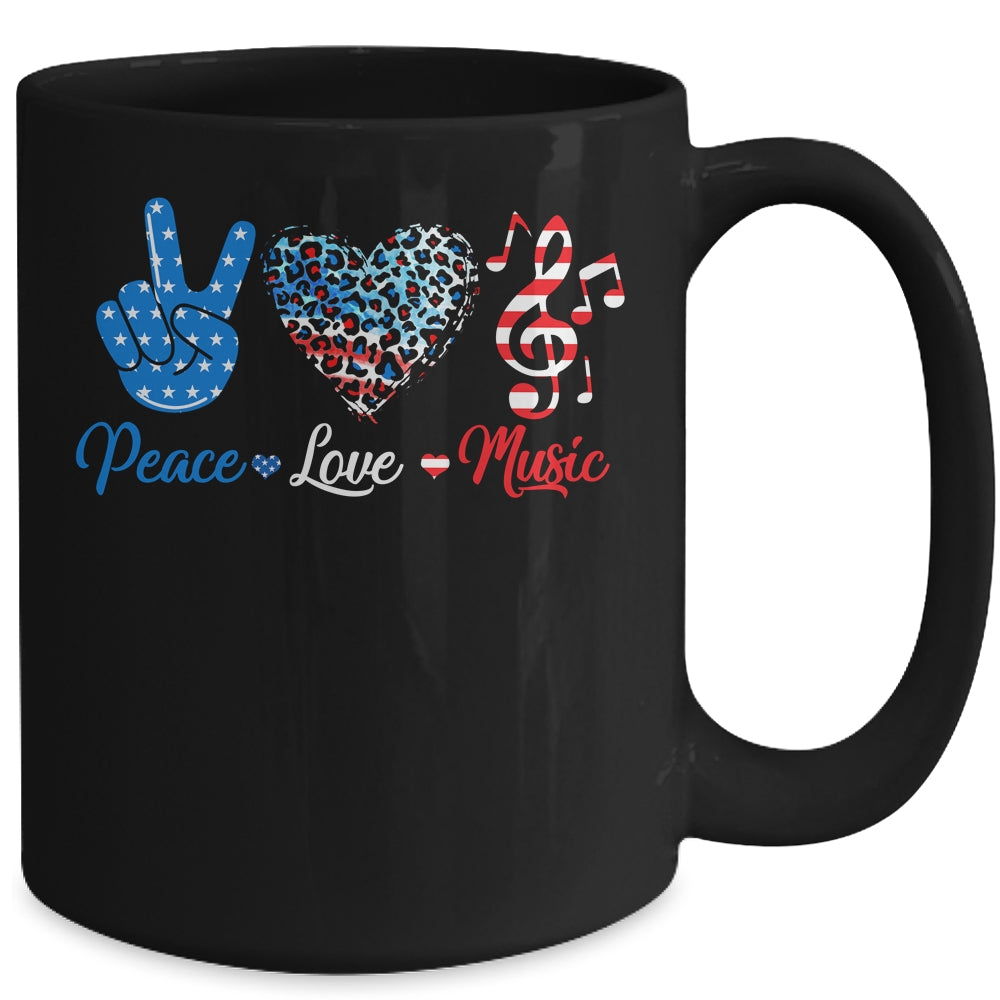 Peace Love Music US Flag 4th Of July Music Teacher Patriotic Mug | siriusteestore