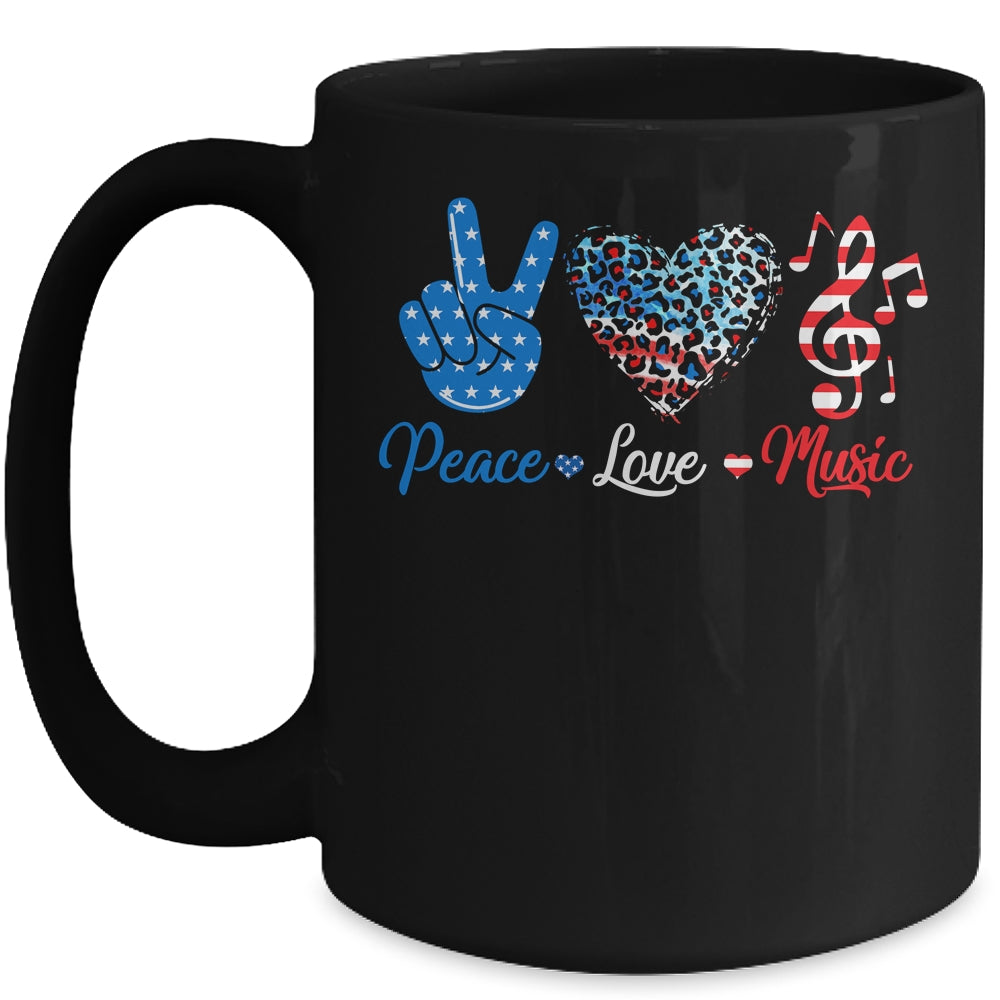 Peace Love Music US Flag 4th Of July Music Teacher Patriotic Mug | siriusteestore