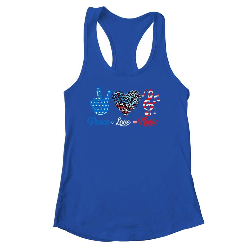 Peace Love Music US Flag 4th Of July Music Teacher Patriotic Shirt & Tank Top | siriusteestore