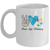 Peace Love Pharmacy Funny Pharmacy Technician Mothers Day Mug | siriusteestore