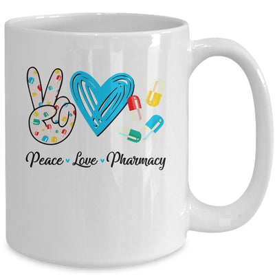 Peace Love Pharmacy Funny Pharmacy Technician Mothers Day Mug | siriusteestore