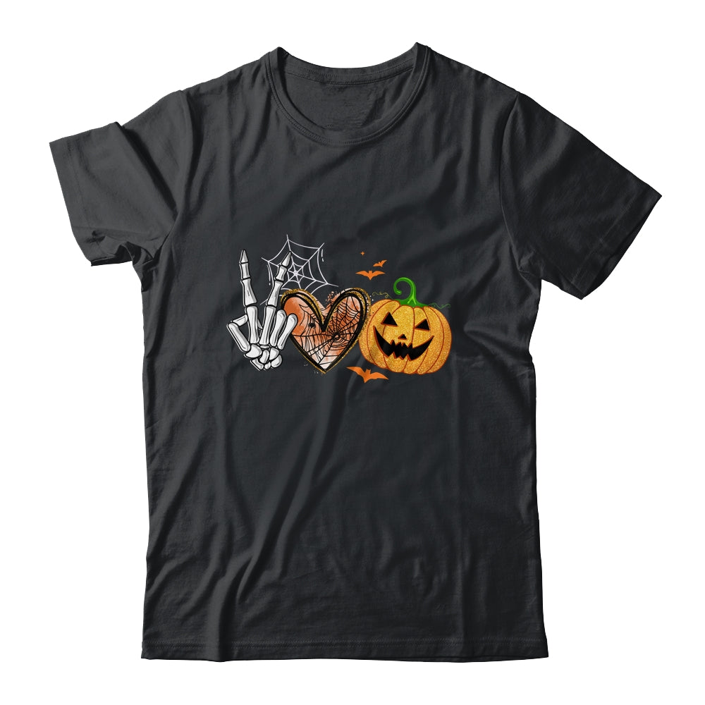 Peace Love Pumpkin Skeleton Halloween Costume For Women Shirt & Hoodie | siriusteestore