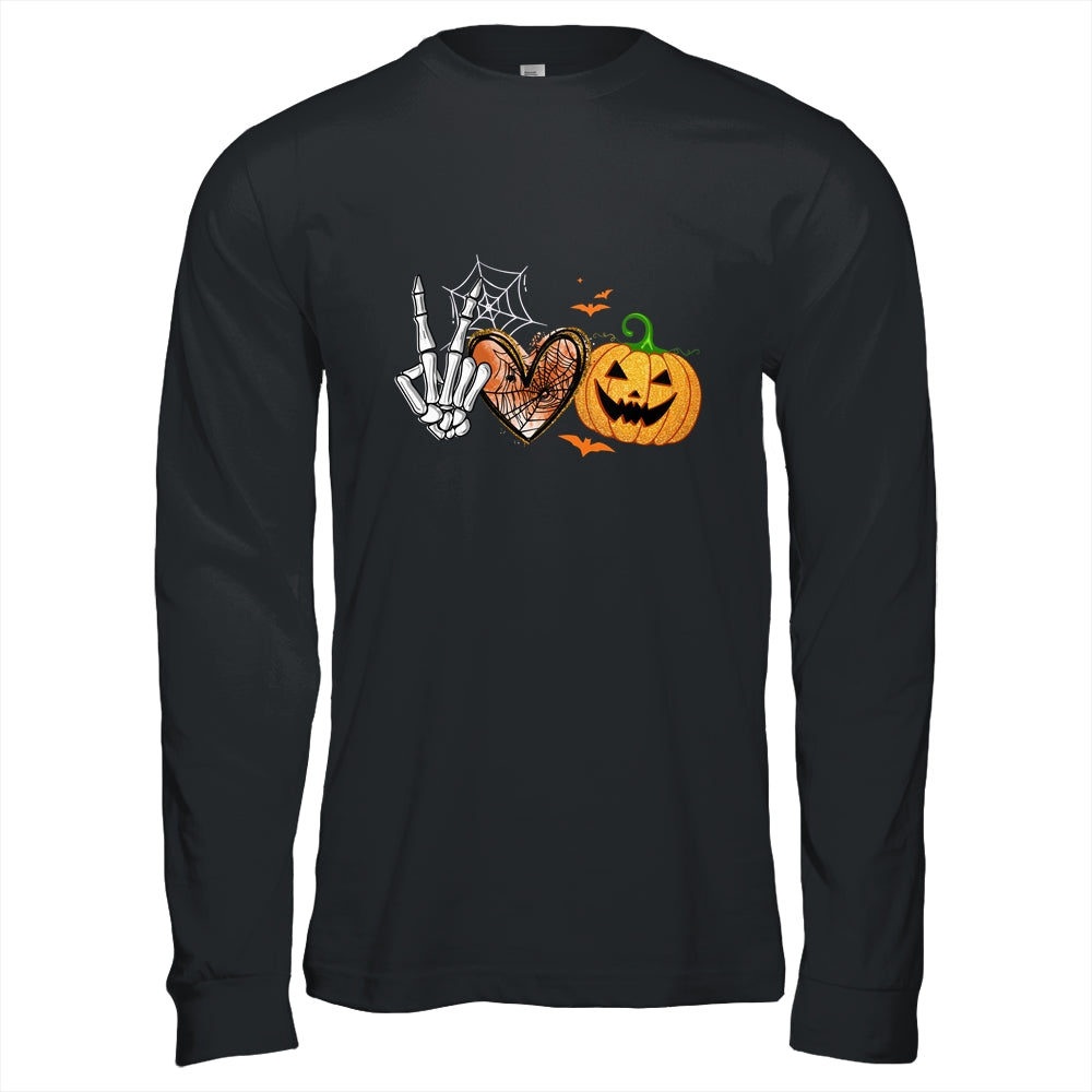 Peace Love Pumpkin Skeleton Halloween Costume For Women Shirt & Hoodie | siriusteestore