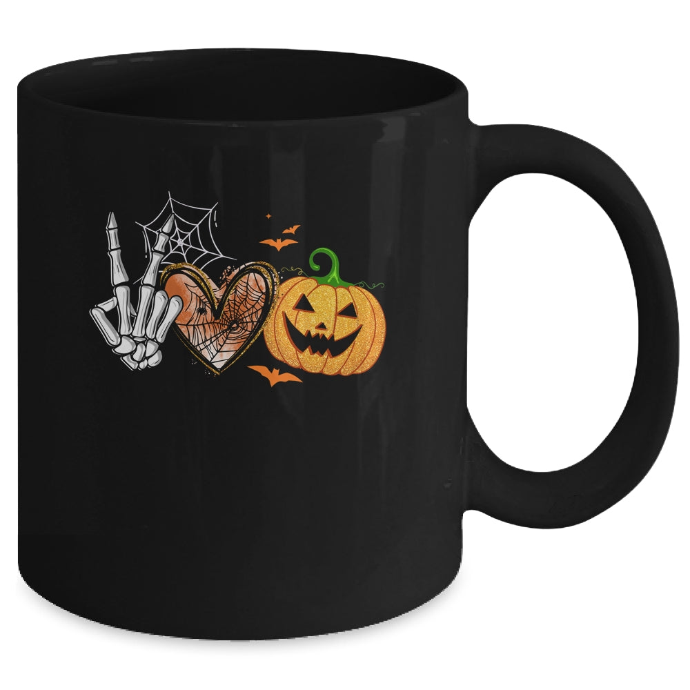 Peace Love Pumpkin Skeleton Halloween Costume For Women Mug | siriusteestore