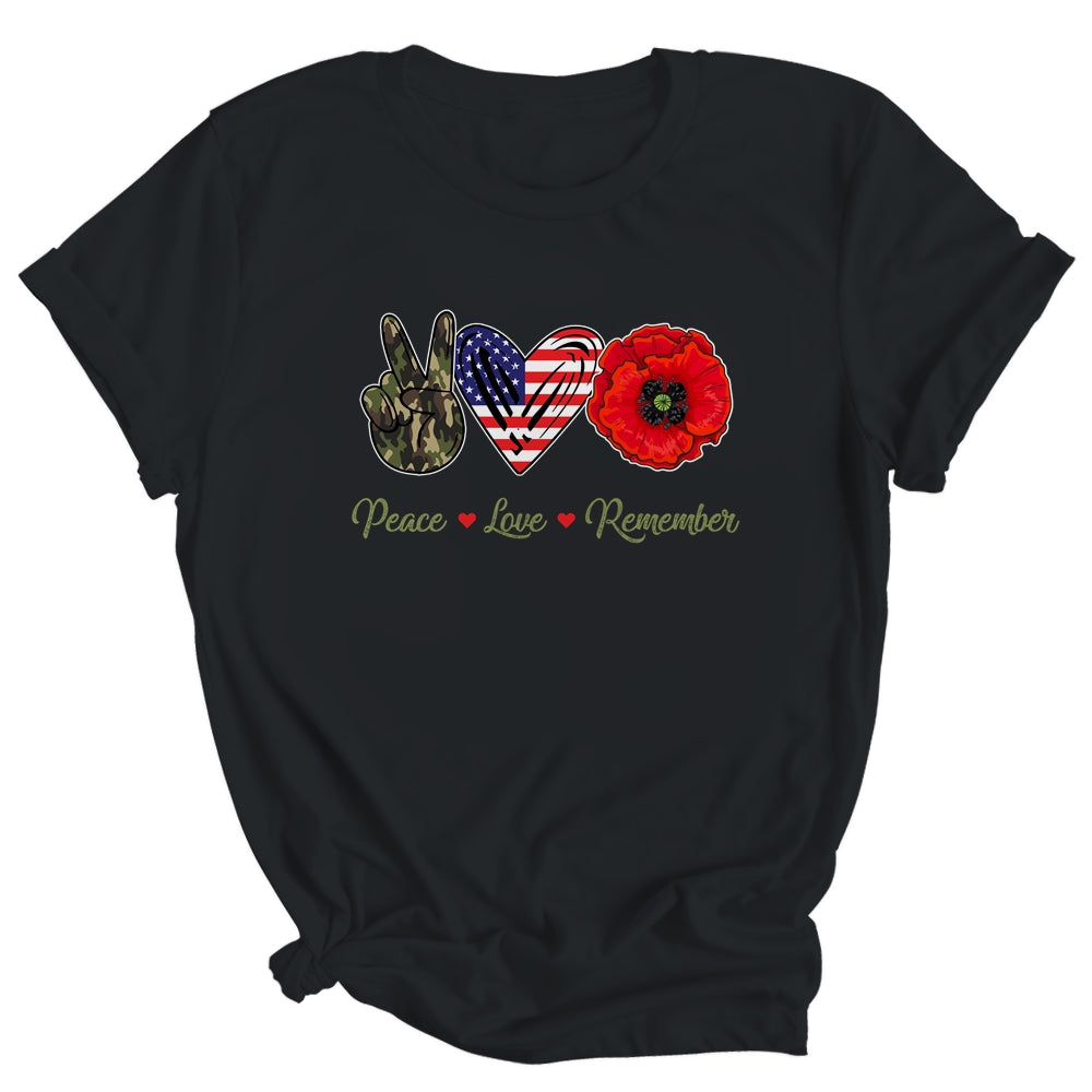 Peace Love Remember Red Poppy Flower Soldier Veteran Day Shirt & Hoodie | siriusteestore