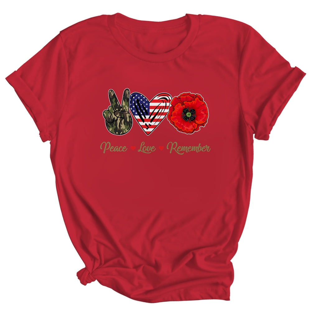 Peace Love Remember Red Poppy Flower Soldier Veteran Day Shirt & Hoodie | siriusteestore