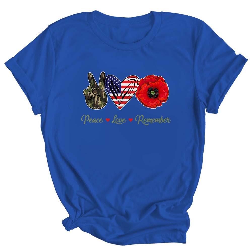 Peace Love Remember Red Poppy Flower Soldier Veteran Day Shirt & Hoodie | siriusteestore