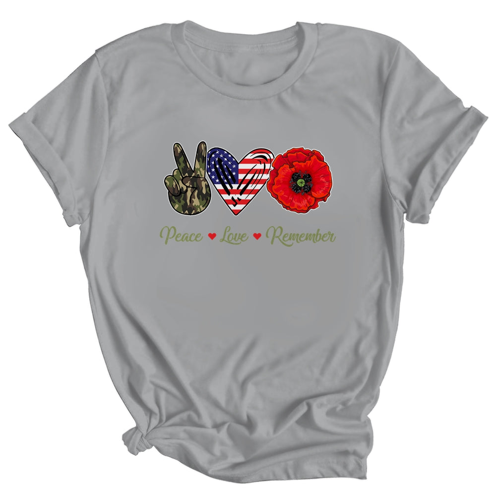 Peace Love Remember Red Poppy Flower Soldier Veteran Day Shirt & Hoodie | siriusteestore