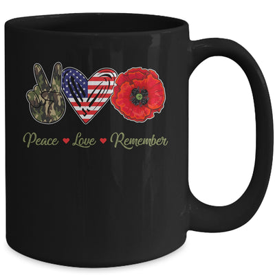 Peace Love Remember Red Poppy Flower Soldier Veteran Day Mug | siriusteestore