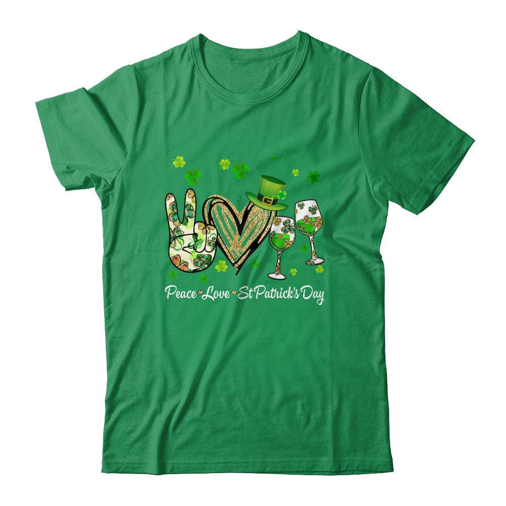 Peace Love St Patricks Day Cheer Drinking Shamrock Shirt & Hoodie | siriusteestore
