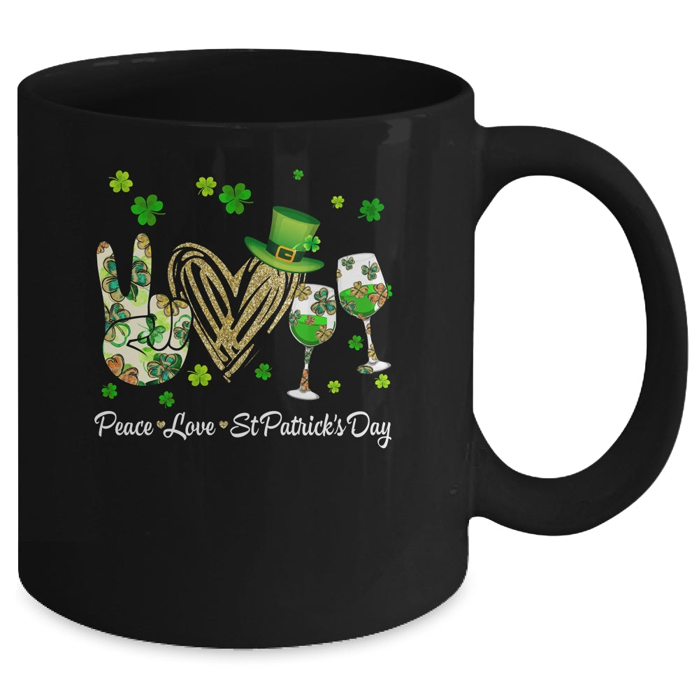 Peace Love St Patricks Day Cheer Drinking Shamrock Mug | siriusteestore