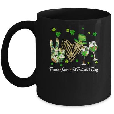 Peace Love St Patricks Day Cheer Drinking Shamrock Mug | siriusteestore