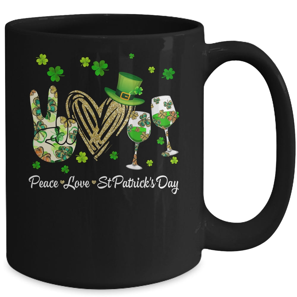 Peace Love St Patricks Day Cheer Drinking Shamrock Mug | siriusteestore