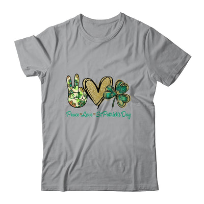 Peace Love St Patricks Day Glitter Shamrock Women Shirt & Hoodie | siriusteestore