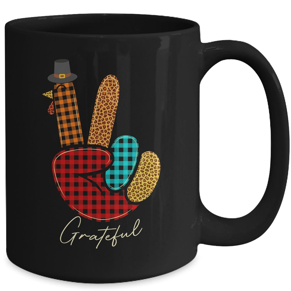 Peace Love Turkey Grateful Turkey Hand Sign Thanksgiving Mug | siriusteestore