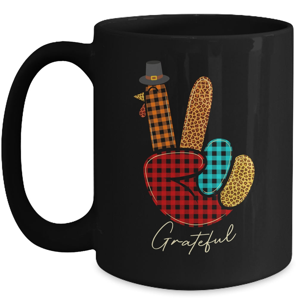 Peace Love Turkey Grateful Turkey Hand Sign Thanksgiving Mug | siriusteestore