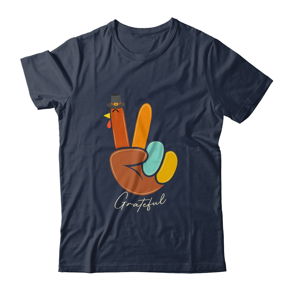 Peace Love Turkey Grateful Turkey Thanksgiving Hand Sign Shirt & Hoodie | siriusteestore