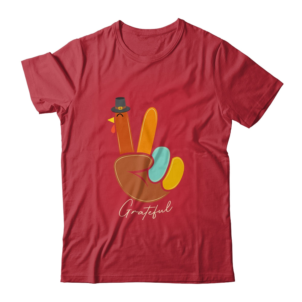 Peace Love Turkey Grateful Turkey Thanksgiving Hand Sign Shirt & Hoodie | siriusteestore