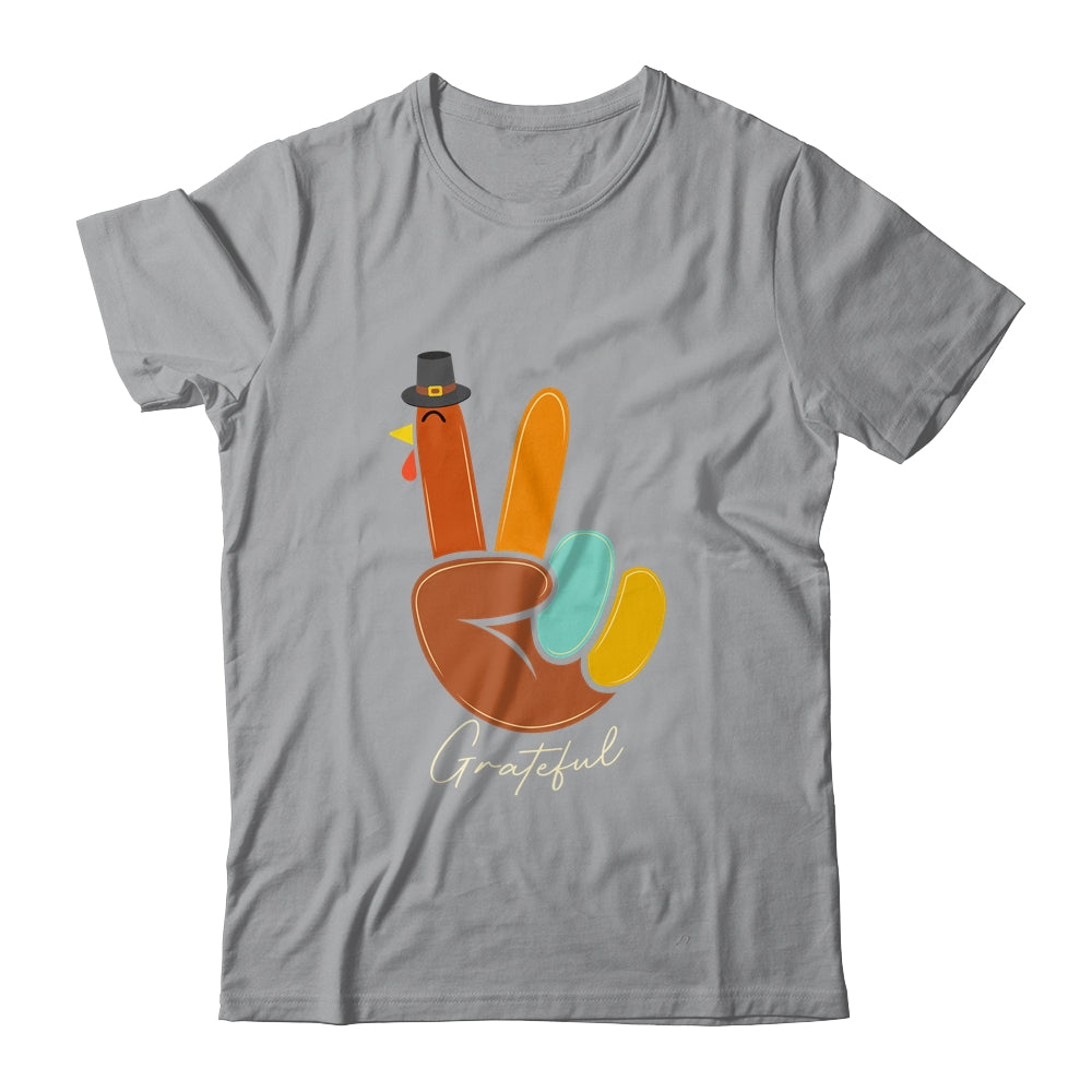 Peace Love Turkey Grateful Turkey Thanksgiving Hand Sign Shirt & Hoodie | siriusteestore