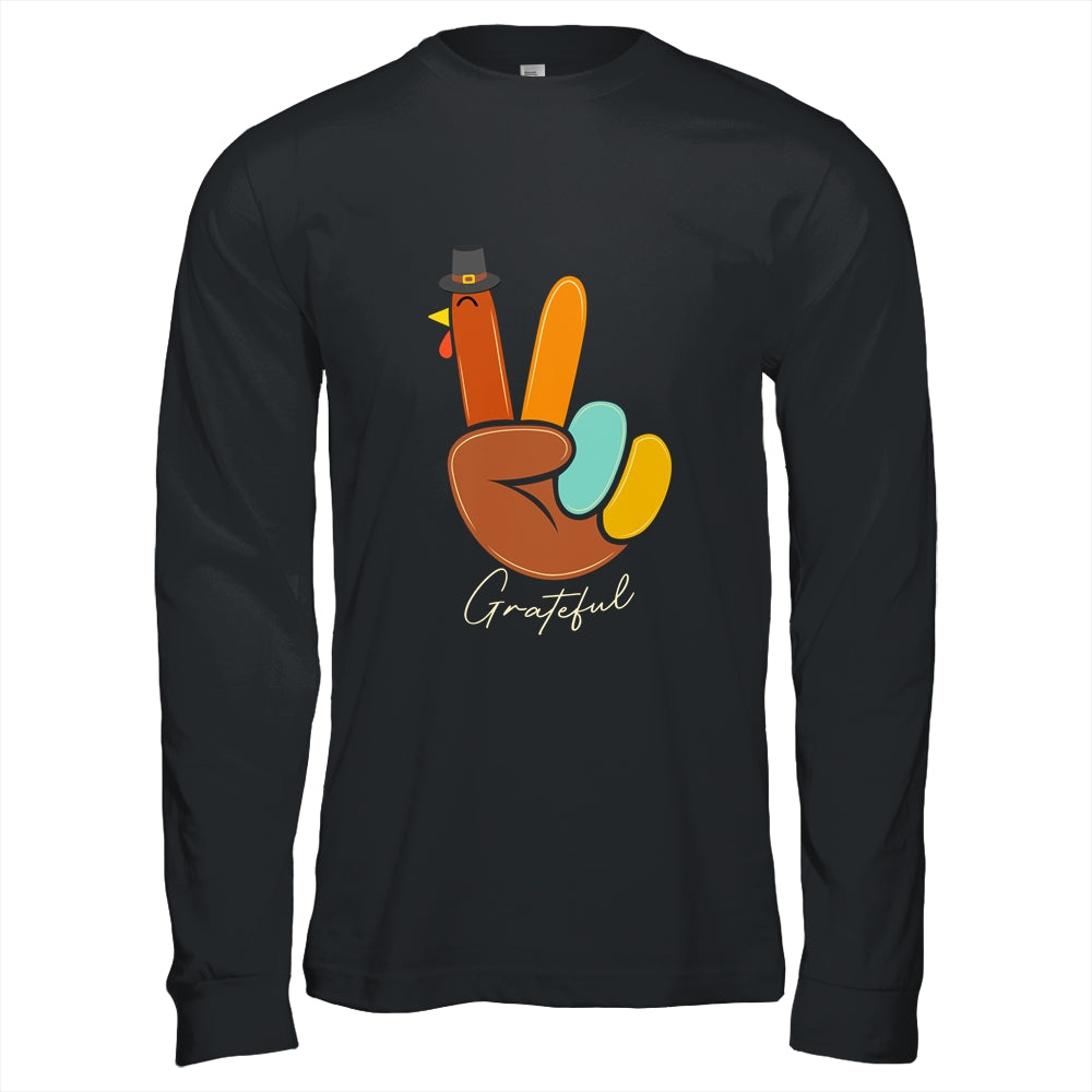 Peace Love Turkey Grateful Turkey Thanksgiving Hand Sign Shirt & Hoodie | siriusteestore