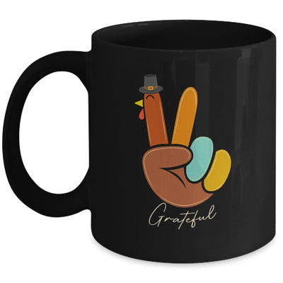 Peace Love Turkey Grateful Turkey Thanksgiving Hand Sign Mug | siriusteestore
