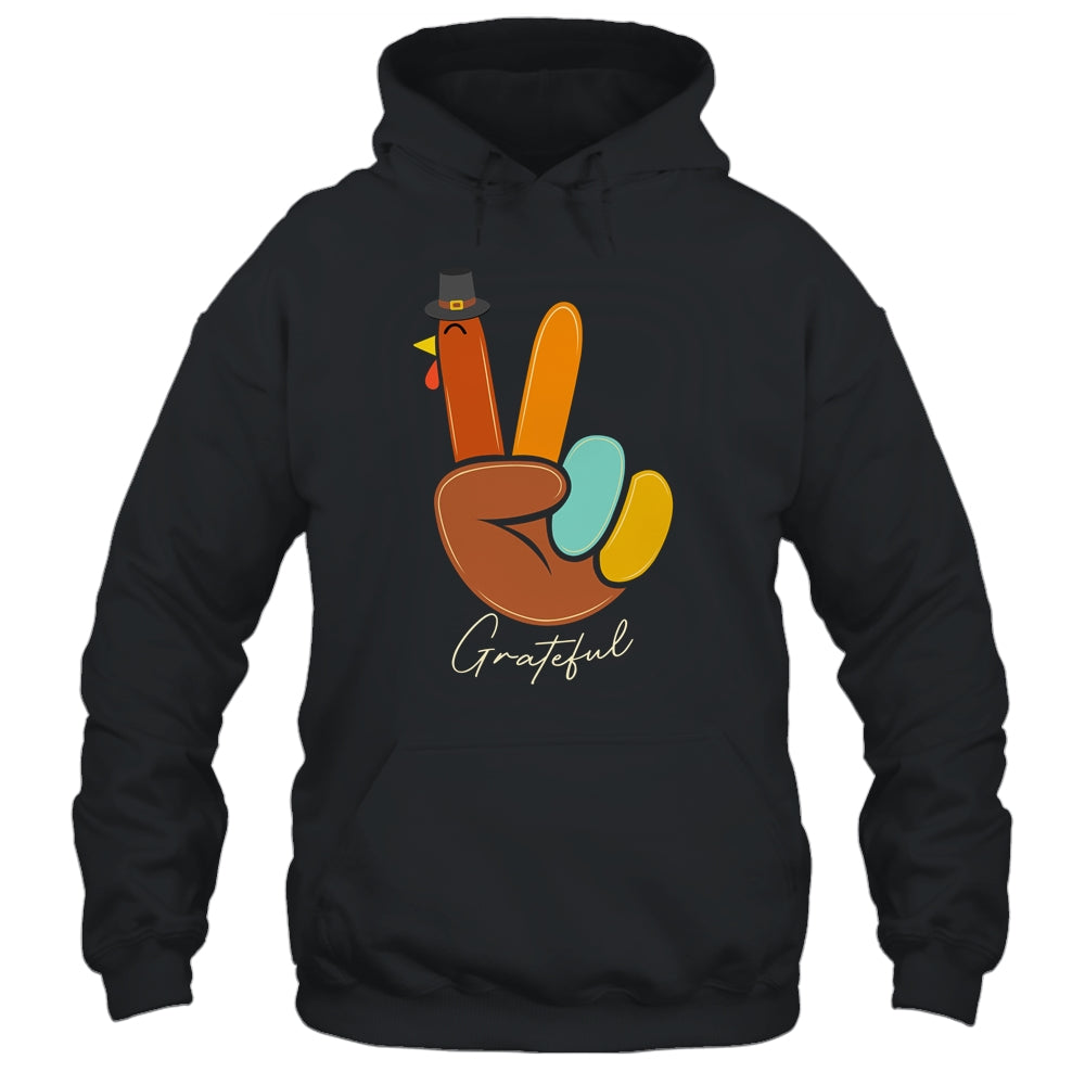 Peace Love Turkey Grateful Turkey Thanksgiving Hand Sign Shirt & Hoodie | siriusteestore