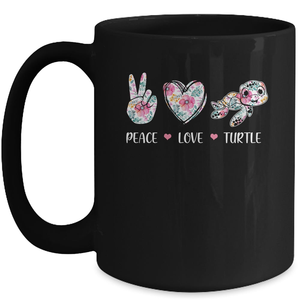 Peace Love Turtles Cute Turtle Lover Women Teen Girls Mug | siriusteestore