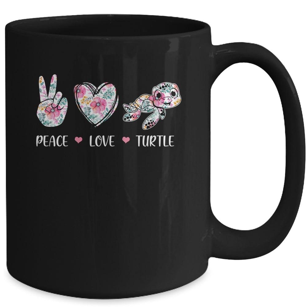 Peace Love Turtles Cute Turtle Lover Women Teen Girls Mug | siriusteestore