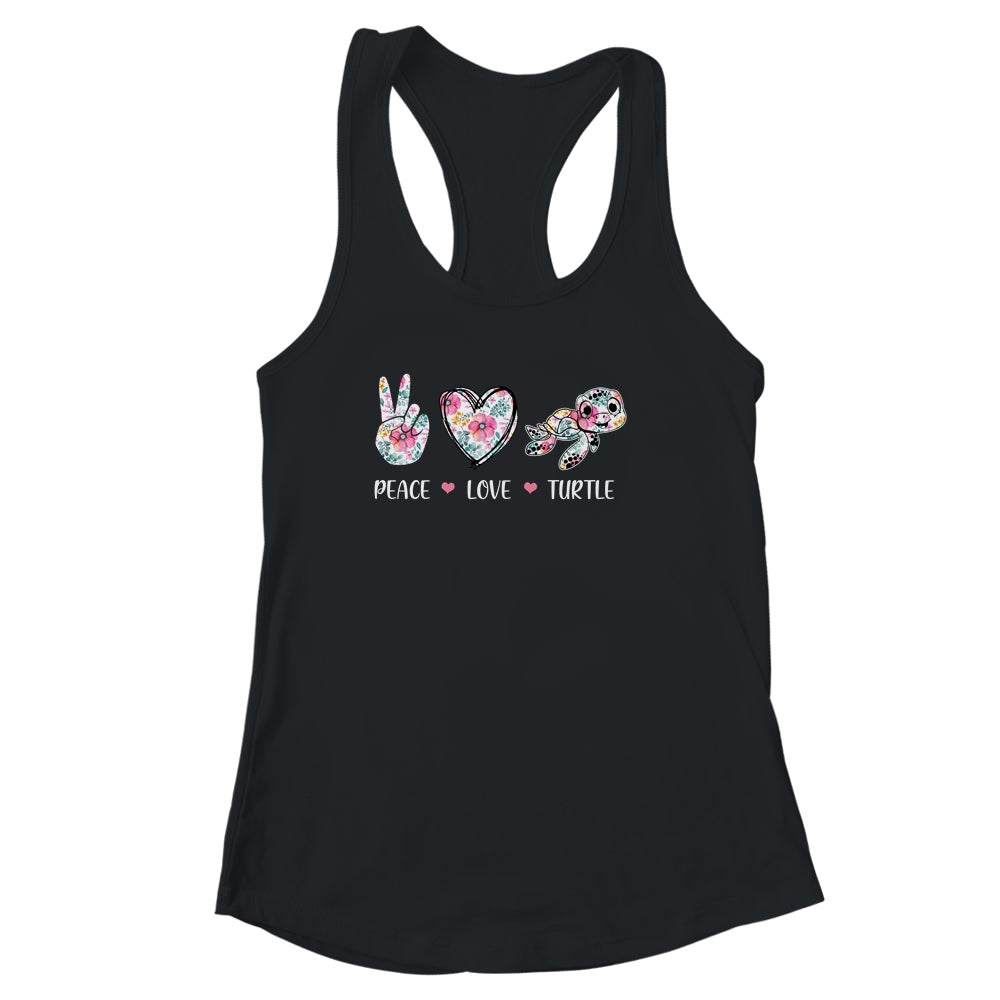 Peace Love Turtles Cute Turtle Lover Women Teen Girls Shirt & Tank Top | siriusteestore